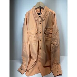 Dad Core Red Head Men’s Button Front Long Sleeve Shirt Sz XLT Peach Cotton